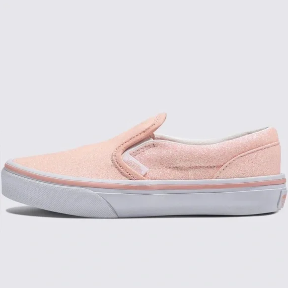 New Vans Classic Slip-On Glitter Sneakers Apricot Nectar Pink- 5y/6.5w - Picture 1 of 8